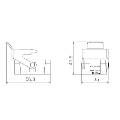 1003050000 - IP65 Zinc Diecast Bulkhead Housing with Side-Locking Clamp