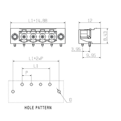 1775242001 - 5.08mm PCB Connector, 3-Pole THT/THR, Black Housing  (Pack of 72)