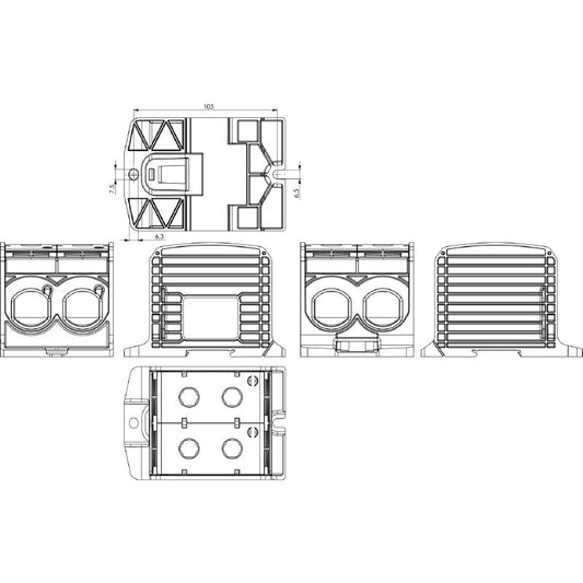 2502900000 - Light Grey 4-Connection Distributor Terminal, 520A, 1000V