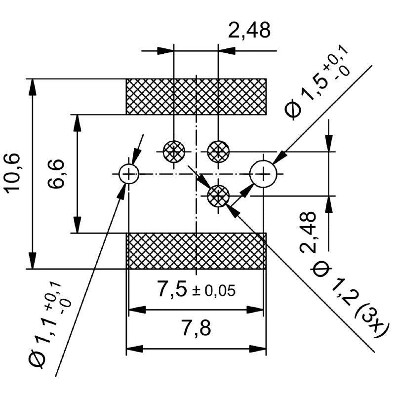 2422230000 - 3-Pole IP67 PCB Connector with M10 Thread, Nickel-Plated Housing  (Pack of 25)