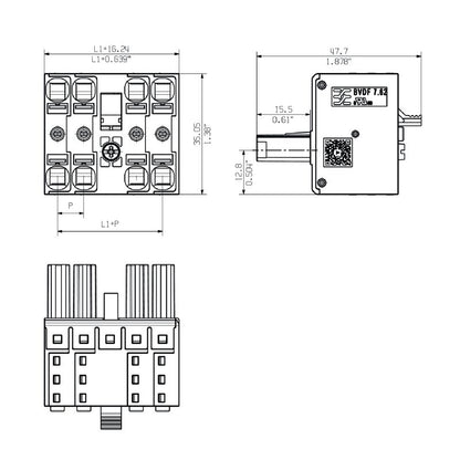 2720580000 - 7.62mm Female PCB Connector, 4-Pole, 180° Push-In Design  (Pack of 24)