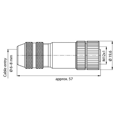 1892130000 - M12 Field Attachable Connector with Gold-Plated Contacts