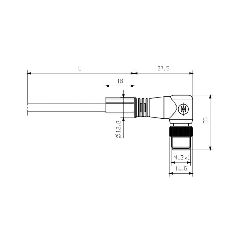 1059970100 - 10m M12 D-Code System Cable, IP67 Angled Pins