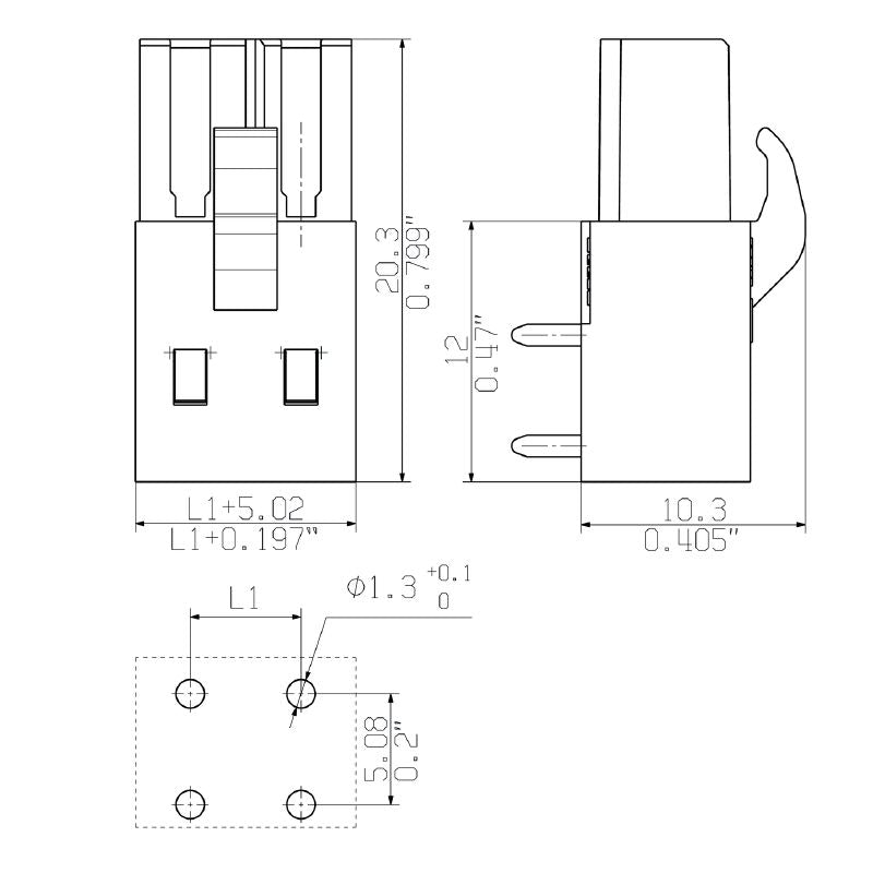 1648500000 - 21-Pole 5.08mm PCB Connector with 90° Angle Solder Pins  (Pack of 12)