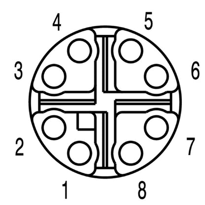 2124020010 - 1m RJ45 System Cable, M12 Flange Mount, PUR, Cat.6A