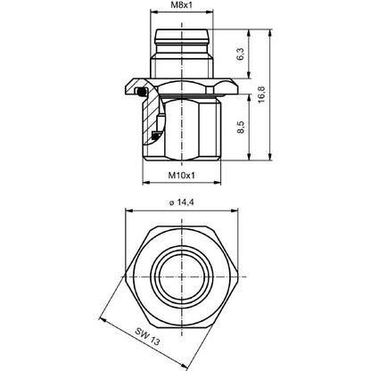 2424530000 - M8 Built-in Connector, 13mm High, Nickel-Plated Housing  (Pack of 25)