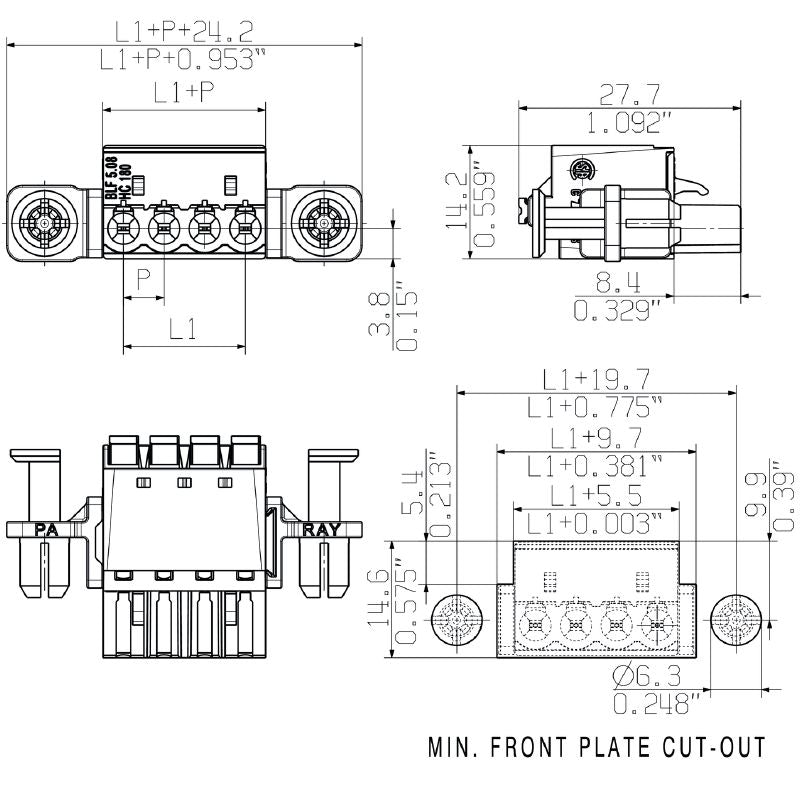 1353320000 - 5.08mm Female PCB Connector, 180° Angle, 24A, RoHS Compliant  (Pack of 24)