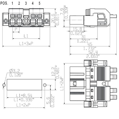 2630660000 - 5-Pole 7.62mm PCB Plug Connector with PUSH IN Mechanism  (Pack of 36)