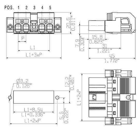 1429940000 - 7.62mm PCB Male Plug Connector, 3 Poles, Tension-Clamp  (Pack of 30)