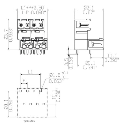 2646720000 - 5mm Pitch 20-Pole PCB Connector with 3.5mm Solder Pins  (Pack of 36)