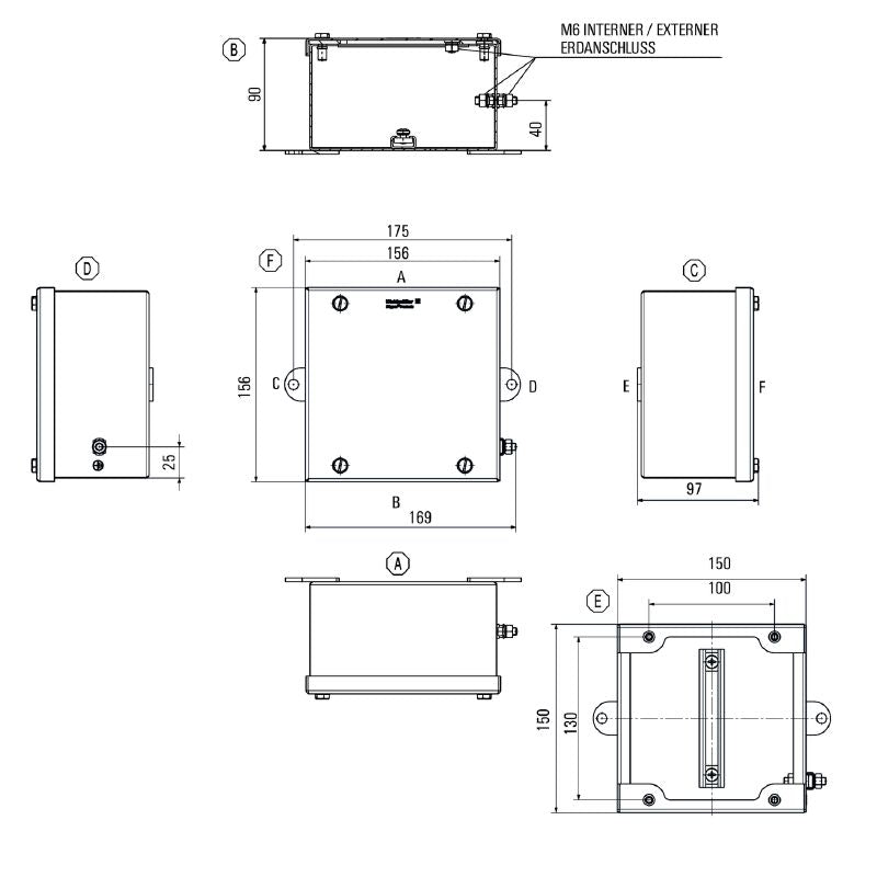 1058830000 - 150mm Stainless Steel Terminal Box, RoHS Compliant