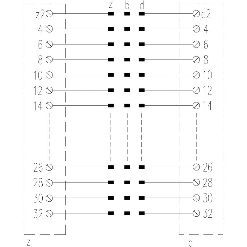 0586961001 - 32-Pole DIN Connector, 144mm Depth, RoHS Compliant