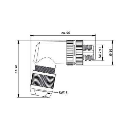 2681690000 - Durable M12 Connector for Cat.5, 4-8mm Cable Compatibility