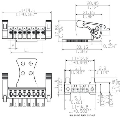 2442220000 - 3.81mm 11-Pole PCB Connector with 180° Clamping Connection  (Pack of 50)