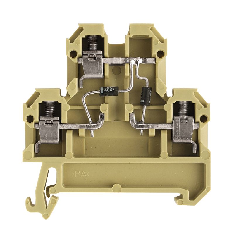 0396760000 - Beige & Yellow 4-Connection Terminal Block, 54mm Depth  (Pack of 25)