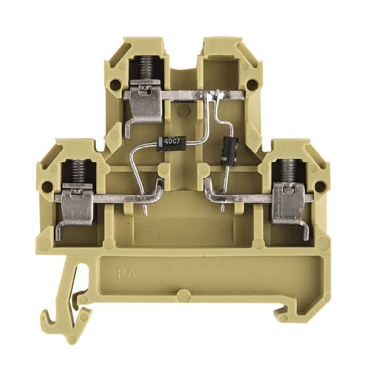 0396760000 - Beige & Yellow 4-Connection Terminal Block, 54mm Depth  (Pack of 25)