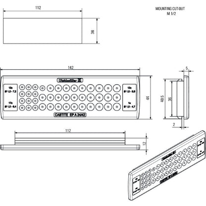 2743600000 - TPE Cable Entry Plate, 44mm High, 42 Cable Capacity  (Pack of 10)