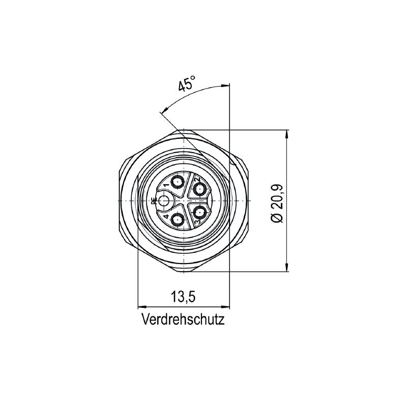 2968060000 - 5-Pole M12 Female Socket Plug, 0.2m Cable, M16 x 1.5