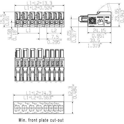 8000078346 - 6-Pole 7.5mm Female PCB Connector, 1000V, 34.6A Rating  (Pack of 42)