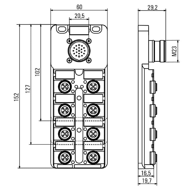 9456000000 - SAI-4-S 12-Pole M12 Outlet with LED Functionality