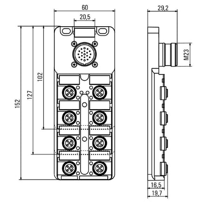 9456000000 - SAI-4-S 12-Pole M12 Outlet with LED Functionality