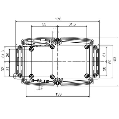 2703920000 - IP65 Black Polycarbonate Enclosure, 183mm x 104mm x 129mm