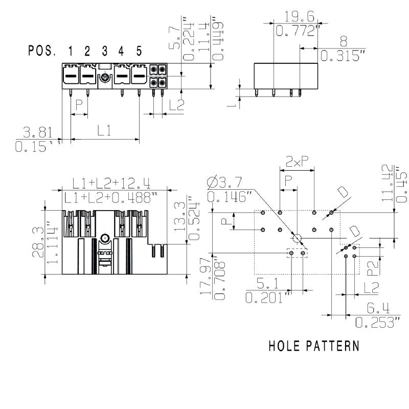 1089660000 - 7.62mm PCB Male Header Connector, 3-Pole, 90° Angle  (Pack of 48)