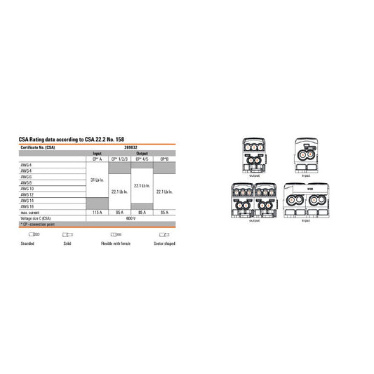 2725410000 - Black 5-Point Terminal, 35mm², 214A, 1000V