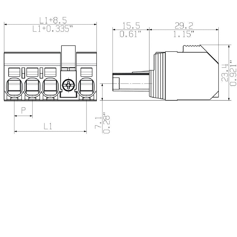 1060700000 - 7.62mm 6-Pole PCB Connector with PUSH IN Mechanism  (Pack of 25)