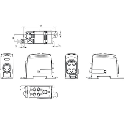 2730310000 - Red 95mm² Terminal for 232A with 5 Screw Connections