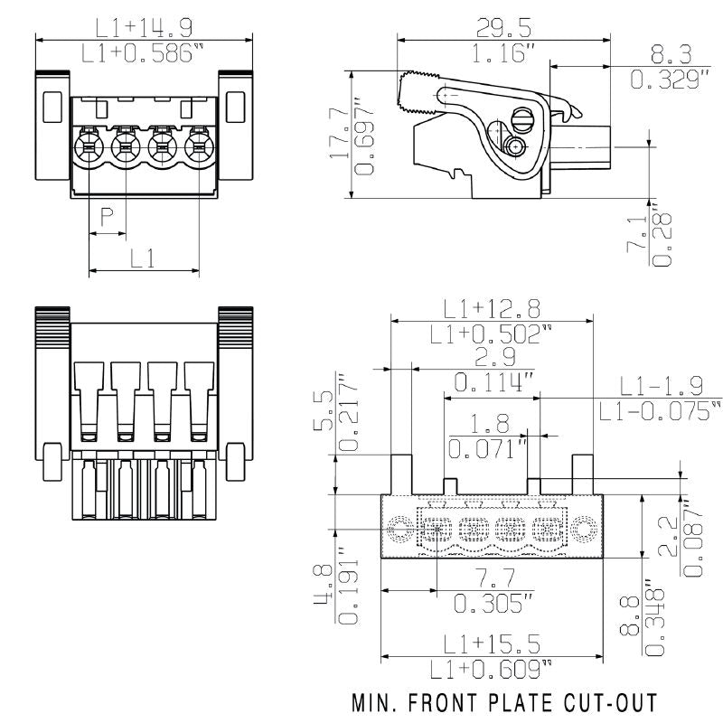 1947670000 - 5.08mm Female PCB Connector with 16 Poles and Clamping Yoke  (Pack of 18)