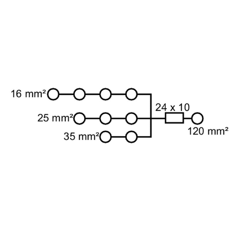 2725380000 - 10-Point Terminal Block 120 mm² Screw Connection, Black