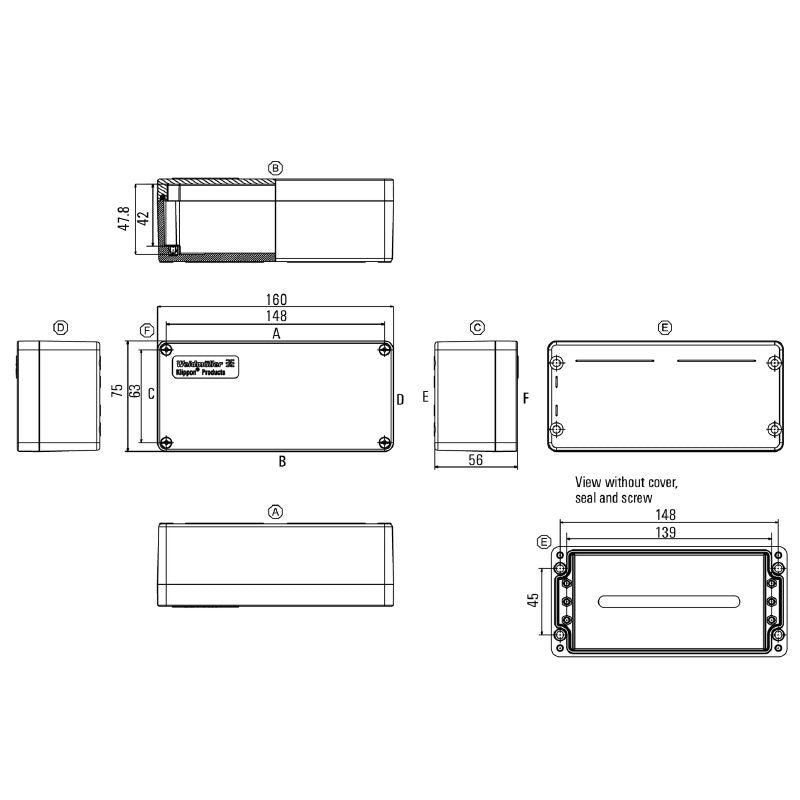 1305830000 - 75mm x 160mm Silver Grey Polyester Enclosure