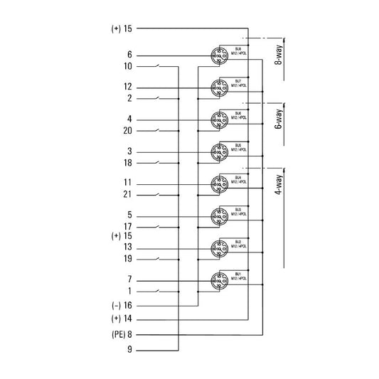 1059430000 - 30V A-Coded M12 DIP Hood Distributor with LED Indicators