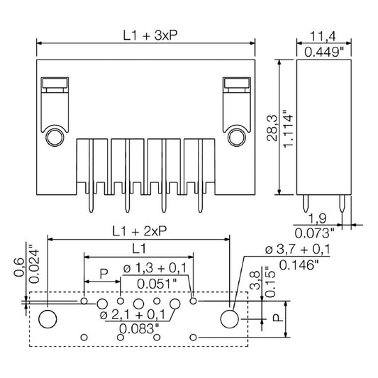 1930820000 - 7.62mm 2-Pole Male Header Connector with Screw Flange  (Pack of 60)