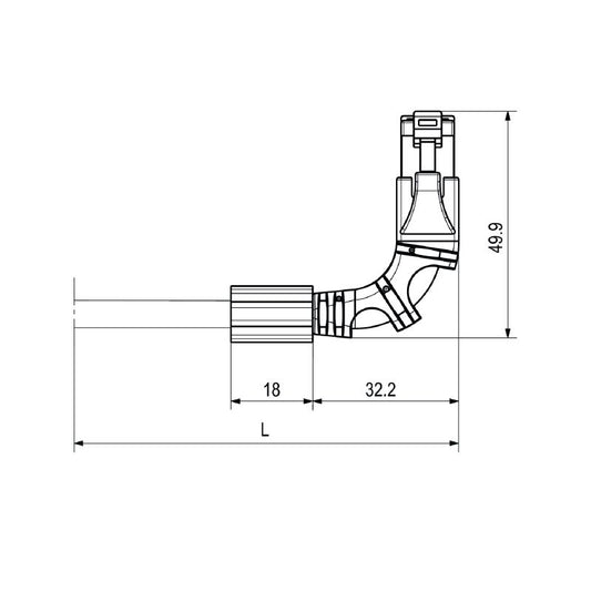 2703320200 - 20m LSZH Cat.6A Patch Cable, 90° Angled RJ45 Left