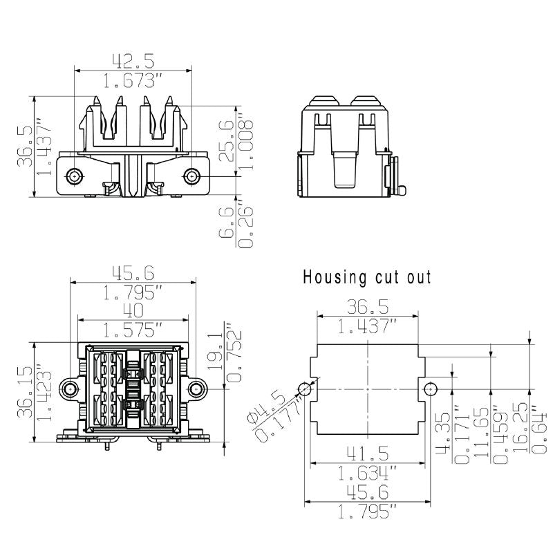 2594720000 - 42.5mm 2-Pole PCB Connector with 90° Elbow  (Pack of 20)