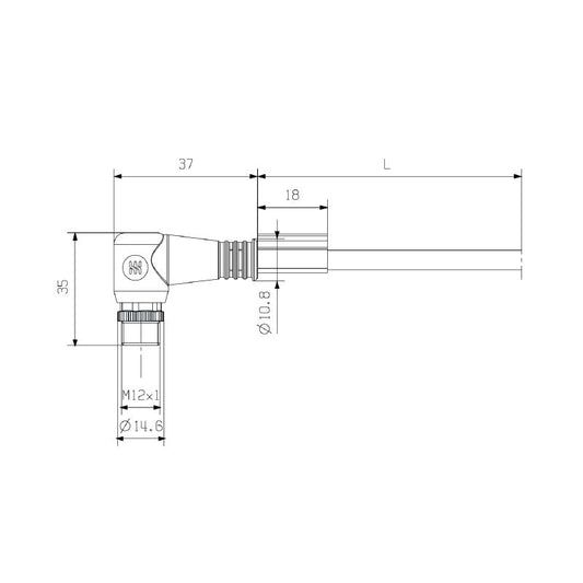 9457900100 - 1m M12 to M12 Connecting Cable for Sensors and Actuators