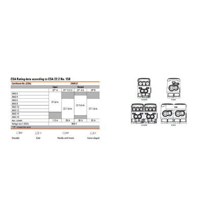 2518540000 - 35 mm² Blue Terminal, 7 Connections, Rated 214 A