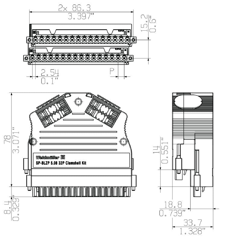 2698620000 - 32-Pole 180° PCB Connector with 4 mm² Clamping Range