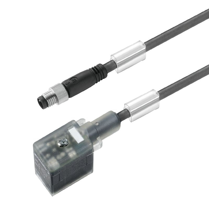 1271590300 - 3m Assembled Valve Cable with Straight Plug, Black PUR