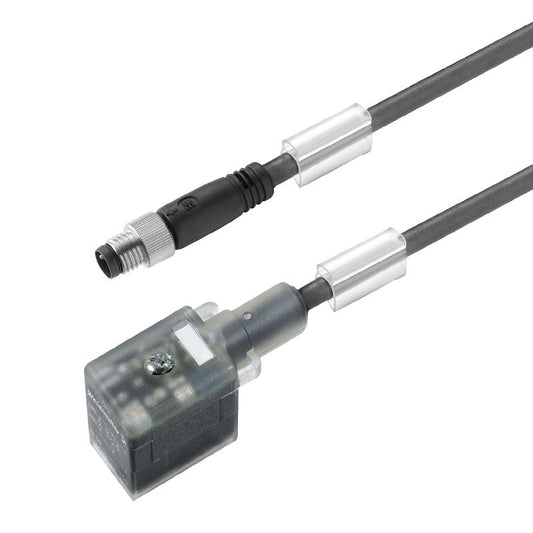 1271590300 - 3m Assembled Valve Cable with Straight Plug, Black PUR