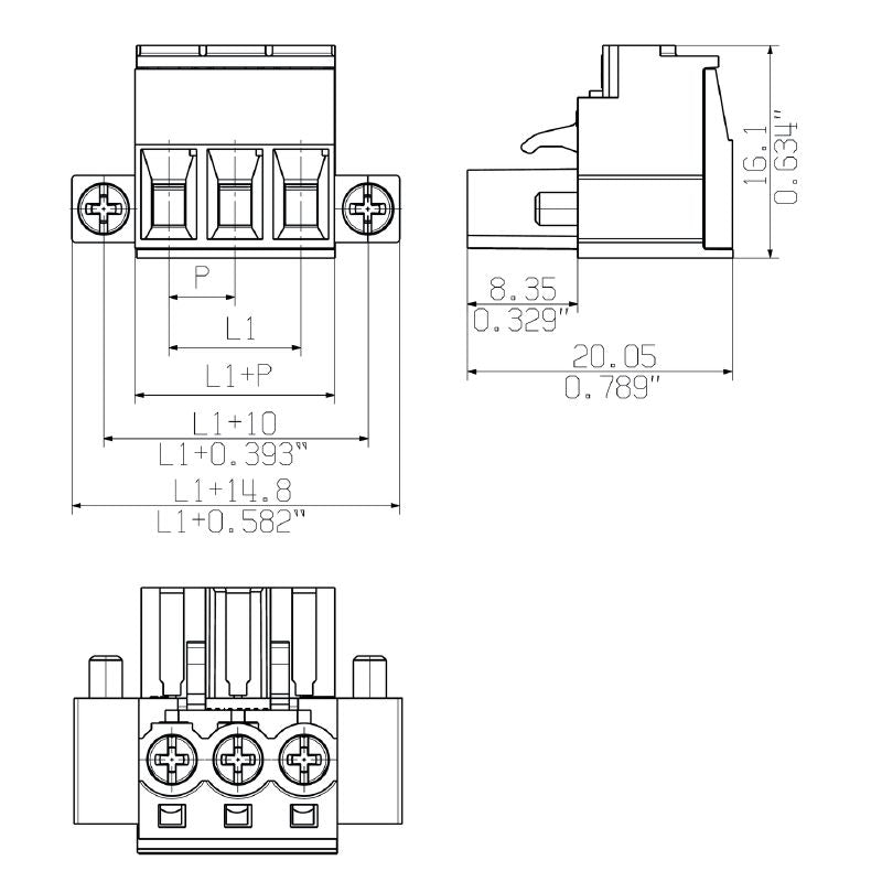 2872550000 - 5mm Female PCB Connector, 3 Poles, 180° Angle  (Pack of 72)