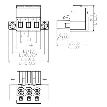 2872550000 - 5mm Female PCB Connector, 3 Poles, 180° Angle  (Pack of 72)