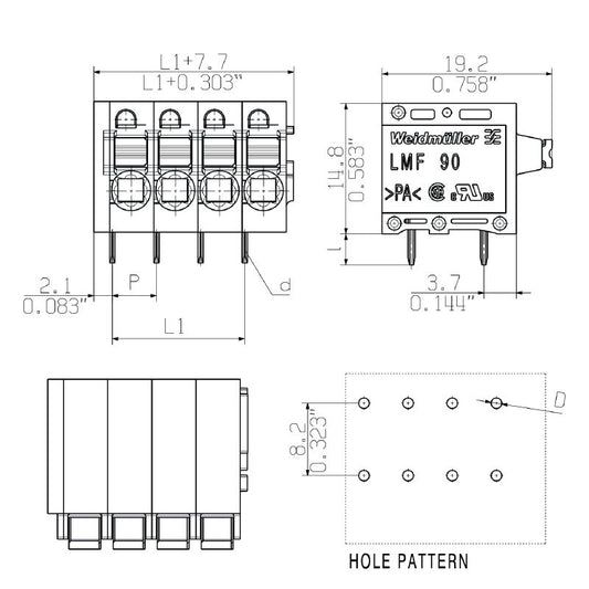 1331740000 - 5.00mm 6-Pole PCB Terminal with 90° Alignment & 3.5mm Pins  (Pack of 45)