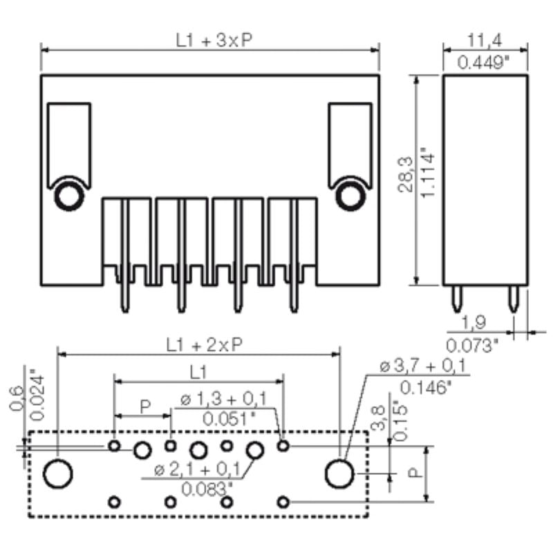1930730000 - 7.62mm 4-Pole Male PCB Connector, 180° Orientation  (Pack of 36)