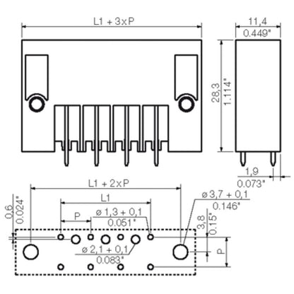 1930730000 - 7.62mm 4-Pole Male PCB Connector, 180° Orientation  (Pack of 36)