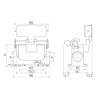 1665300000 - IP65 HDC 16A Enclosure with Locking Clamp and PG16 Entries