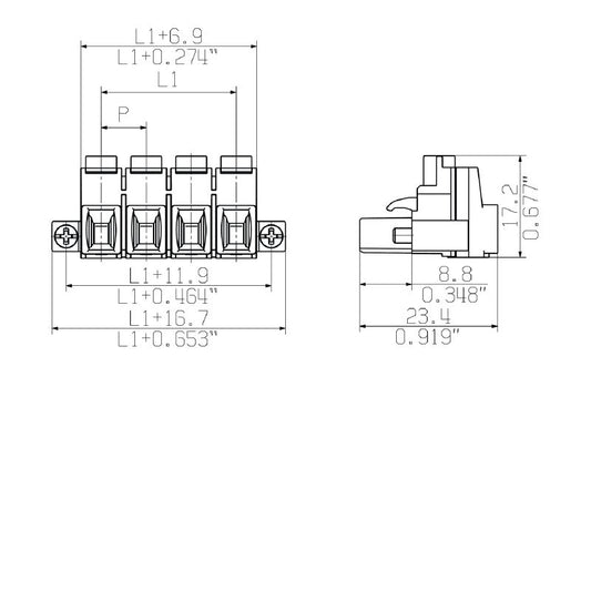 1095770000 - 7.62mm 11-Pole PCB Connector with Clamping Yoke  (Pack of 15)