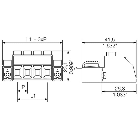 1950990000 - 7.62mm Male PCB Connector, 2 Poles, 180° Angle  (Pack of 100)